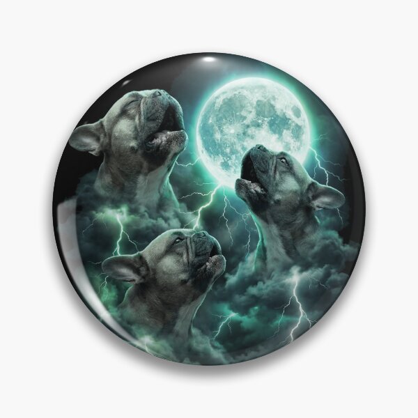 Item preview, Three French Bulldogs Howling Beneath Emerald Storm Moon designed and sold by SkeletonsDanger.