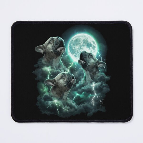 Item preview, Three French Bulldogs Howling Beneath Emerald Storm Moon designed and sold by SkeletonsDanger.