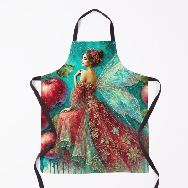 Item preview, Crimson Apple Fairy - Enchanted Botanical Fantasy Wall Art designed and sold by Dream Bloom Gallery.