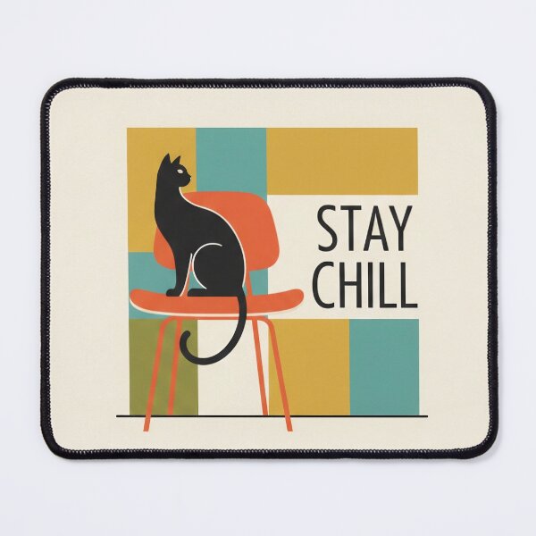 Item preview, Stay Chill Cat Mid Century Modern Bauhaus Art designed and sold by The Modern Den.