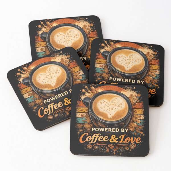Item preview, Powered by Coffee & Love – Cute Latte Heart Design - Coffee love designed and sold by Art by M.H..