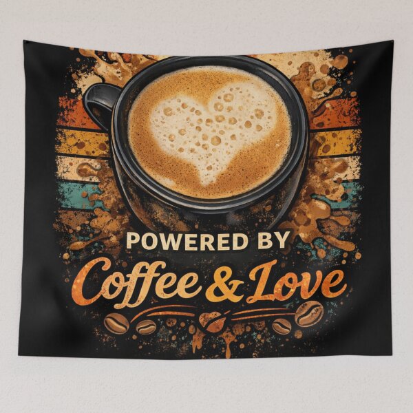 Item preview, Powered by Coffee & Love – Cute Latte Heart Design - Coffee love designed and sold by Art by M.H..