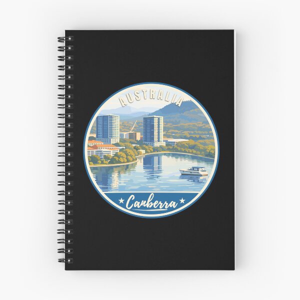 Item preview, Canberra in Australia, Retro Travel Art Circle Emblem designed and sold by MaateoDesign.
