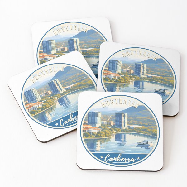 Item preview, Canberra in Australia, Retro Travel Art Circle Emblem designed and sold by MaateoDesign.