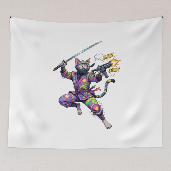 Item preview, Funky Ninja Cat Ambush designed and sold by creator-Ra.