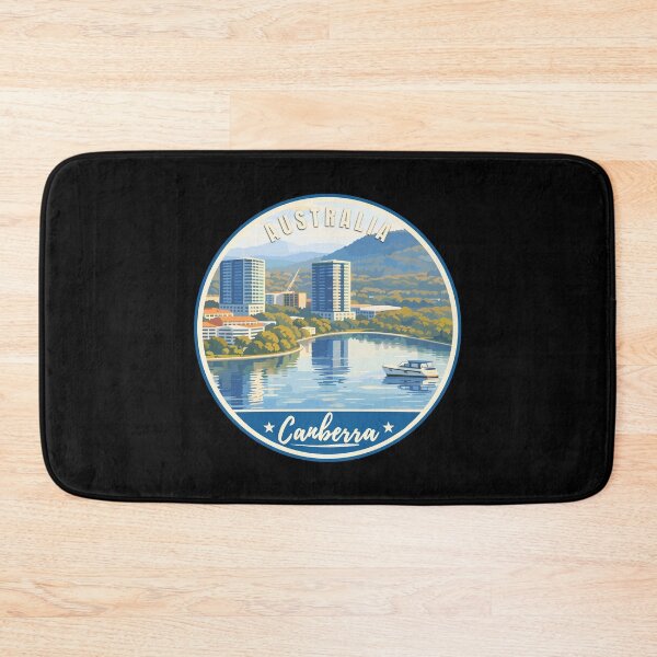 Item preview, Canberra in Australia, Retro Travel Art Circle Emblem designed and sold by MaateoDesign.