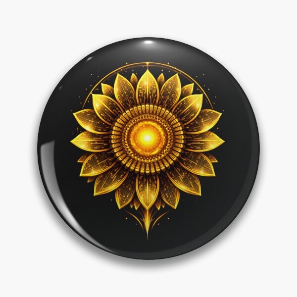 Item preview, Golden sunflower with aura ring (futuristic mandala) designed and sold by slinsish.