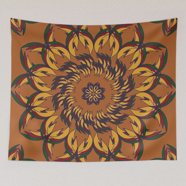 Item preview, Golden Ember Leaf Mandala designed and sold by OIL Pattern Design .