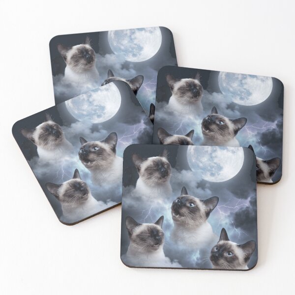 Item preview, Four Siamese Cats Gathering Beneath Full Moon designed and sold by SkeletonsDanger.