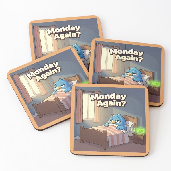 Item preview, Monday Again? Grumpy Blue Bird Funny Art Print designed and sold by SammyMorry.