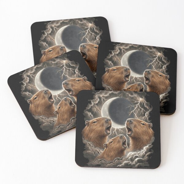 Item preview, Three Capybaras Howling Beneath Dark Eclipse designed and sold by SkeletonsDanger.