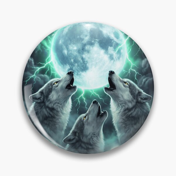 Item preview, Three Wolves Howling Beneath Glowing Green Moon designed and sold by SkeletonsDanger.