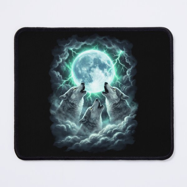 Item preview, Three Wolves Howling Beneath Glowing Green Moon designed and sold by SkeletonsDanger.