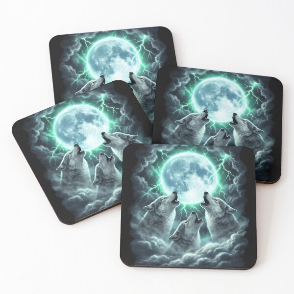 Item preview, Three Wolves Howling Beneath Glowing Green Moon designed and sold by SkeletonsDanger.