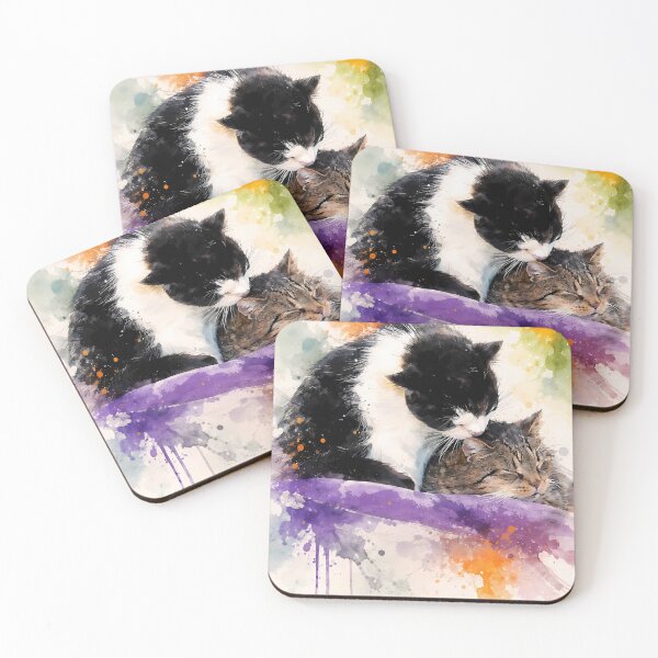 Item preview, Two Cats in Vibrant Splashes designed and sold by cuprum.
