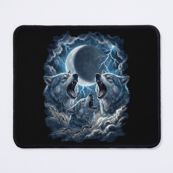 Item preview, Three Wolves Howling Under Electric Emerald Moonlight designed and sold by SkeletonsDanger.