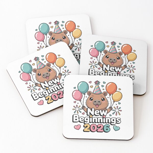 Item preview, New Beginnings 2026 – Cute Capybara Party Kawaii Sticker designed and sold by Ashley critters.