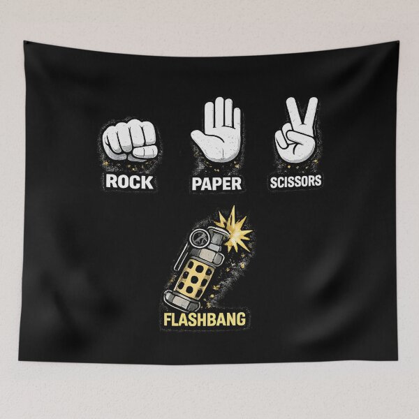 Item preview, Rock Paper Scissors Flashbang – Gamer Humor FPS Meme Design designed and sold by OlizaPrint.