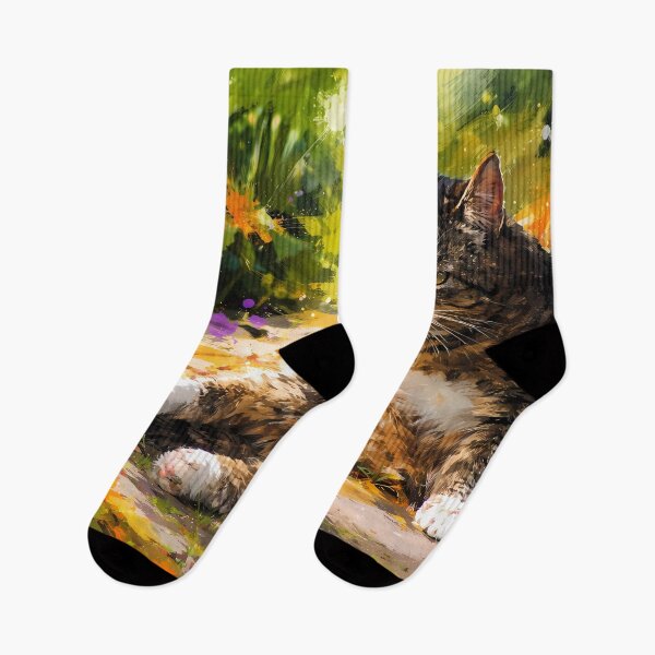 Item preview, Colorful Cat Relaxing Outdoors designed and sold by cuprum.