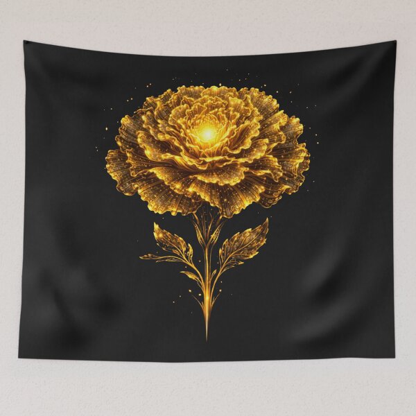 Item preview, Golden Carnation in a Tech-Floral Look (Luxury Botanical Art) - Futuristic Carnation — “Ruffled Arrays” designed and sold by slinsish.