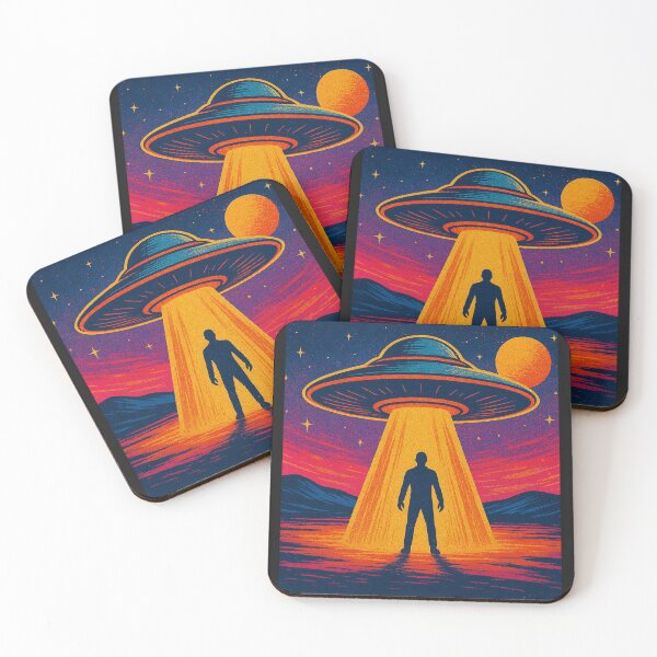 Item preview, Retro Neon UFO Abduction Under Vibrant Cosmic Sky designed and sold by TshirtTown88.