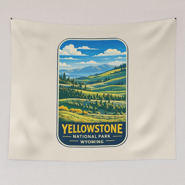 Item preview, Yellowstone National Park Retro Geyser Wildlife, Wyoming US designed and sold by Gideon Emmerich.