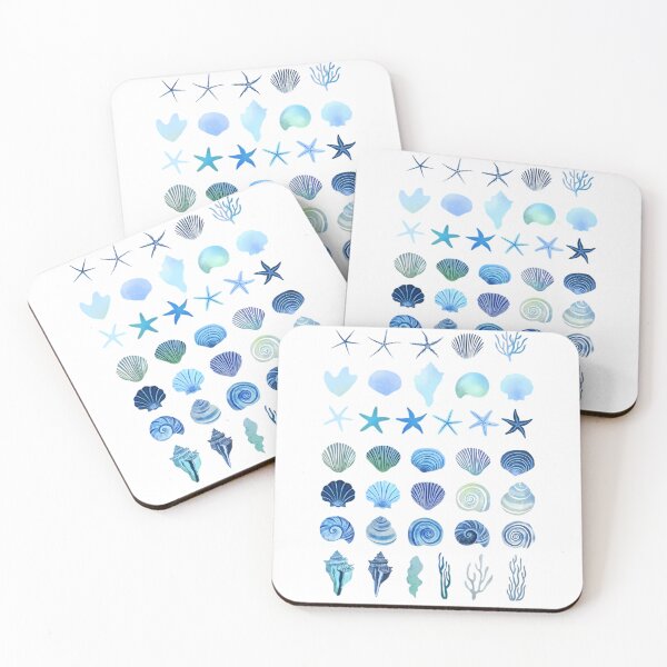 Item preview, Blue Seashell & Starfish Watercolor Collection – Coastal Tee designed and sold by SurfGlitch.