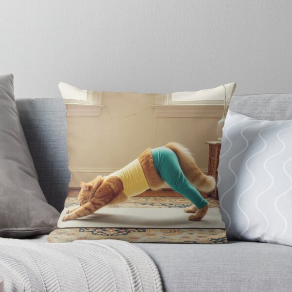 Item preview, Cat practicing downward-facing dog designed and sold by the art of cats and pets.