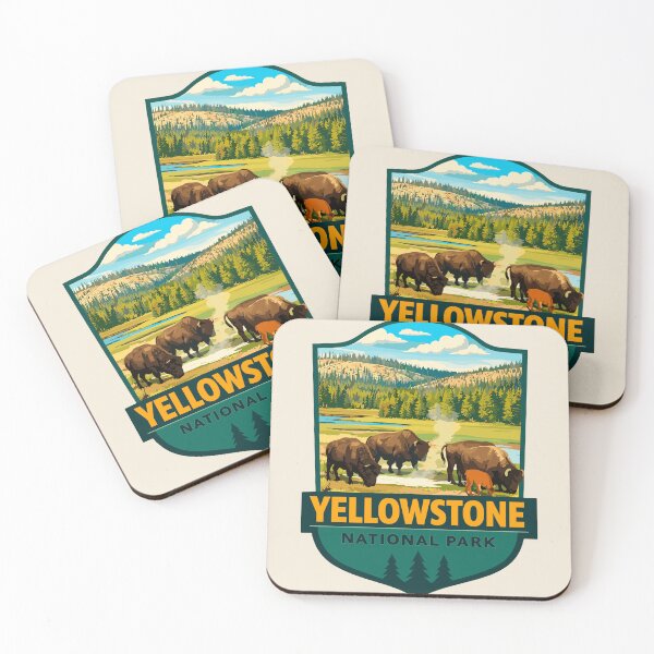 Item preview, Yellowstone National Park Retro Geyser Wildlife, Wyoming US designed and sold by Gideon Emmerich.