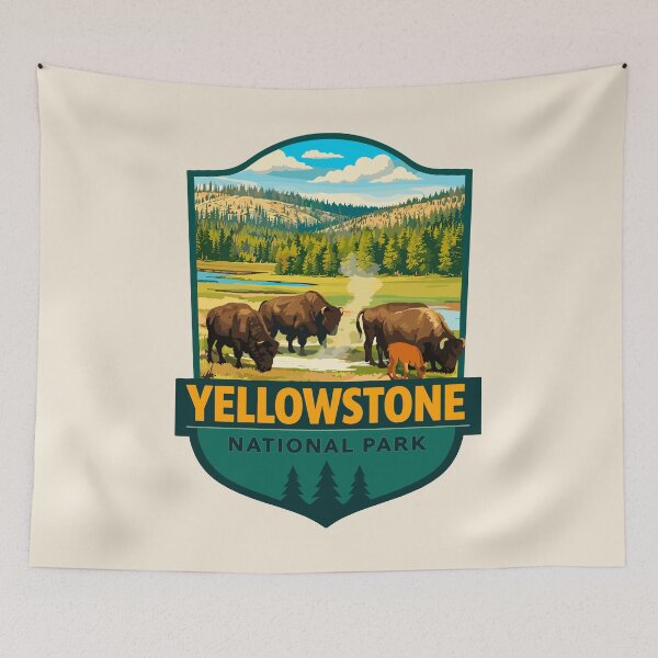Item preview, Yellowstone National Park Retro Geyser Wildlife, Wyoming US designed and sold by Gideon Emmerich.