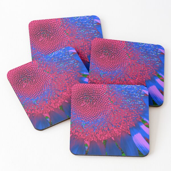 Item preview,  Psychedelic retro floral,  purple sunflower,  blue sunflower, hot pink magenta Sunflower  designed and sold by hollycooper.