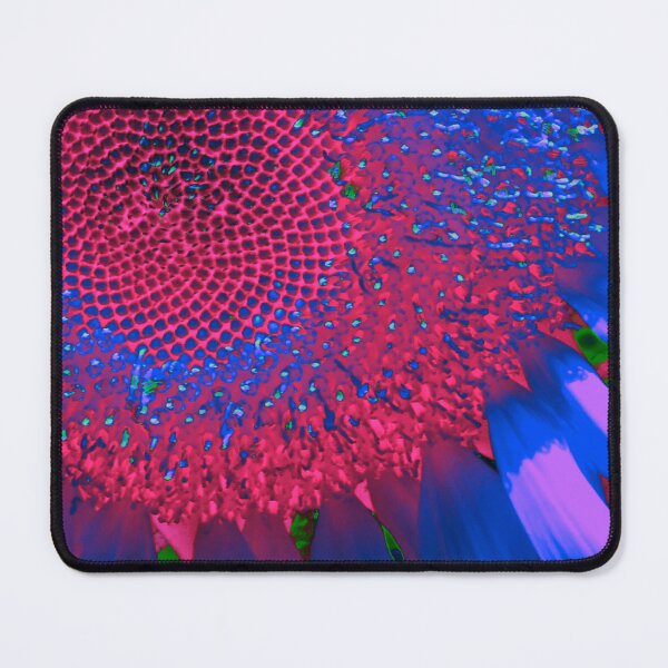 Item preview, Psychedelic retro floral, purple sunflower, blue sunflower, hot pink magenta Sunflower designed and sold by hollycooper.