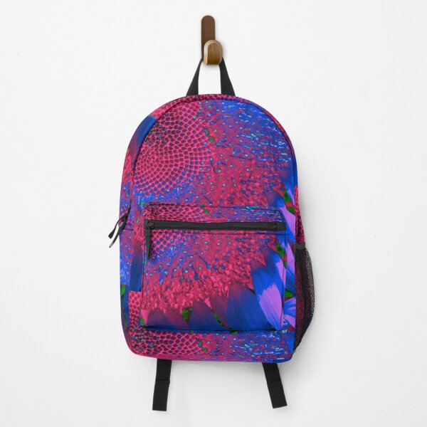 Item preview, Psychedelic retro floral, purple sunflower, blue sunflower, hot pink magenta Sunflower designed and sold by hollycooper.