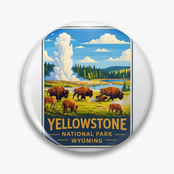 Item preview, Yellowstone National Park Retro Design, Fluffy Cows, Wyoming US designed and sold by Gideon Emmerich.
