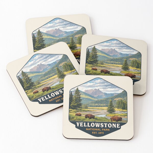 Item preview, Yellowstone National Park Retro Geyser Wildlife, Wyoming US designed and sold by Gideon Emmerich.