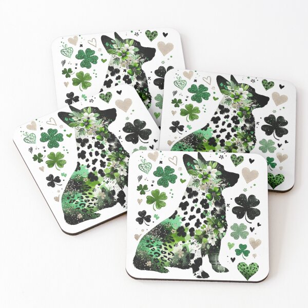 Item preview, St Patricks Day Corgi dog Corgi Short Legs Dog Corgi Made of Leopard Print & Shamrocks designed and sold by TheBeesForYou.