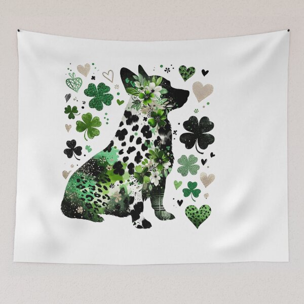 Item preview, St Patricks Day Corgi dog Corgi Short Legs Dog Corgi Made of Leopard Print & Shamrocks designed and sold by TheBeesForYou.