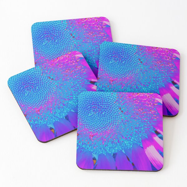 Item preview, Psychedelic retro bohemian  floral, cobalt blue sunflower and pink fuchsia Sunflower | very peri sunflower  designed and sold by hollycooper.