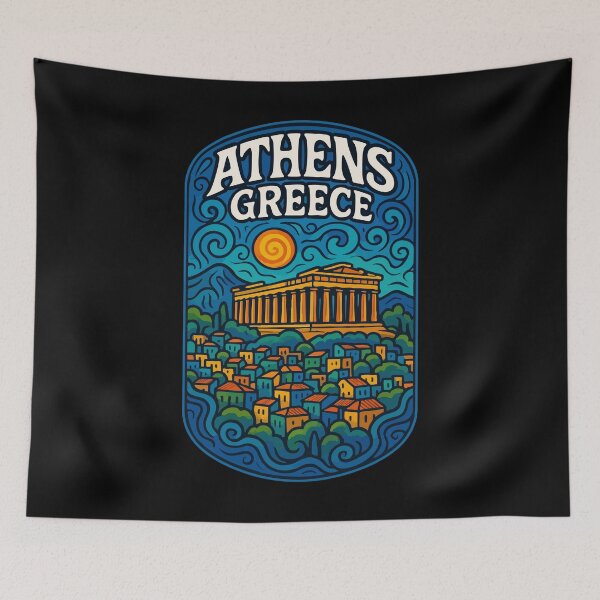 Item preview, Athens Greece Trippy Art designed and sold by TomFrontierArt.