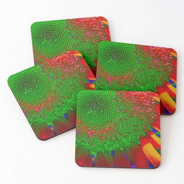 Item preview, Psychedelic green sunflower , funky red Sunflower, retro orange Sunflower,  designed and sold by hollycooper.