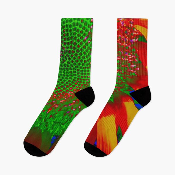 Item preview, Psychedelic green sunflower , funky red Sunflower, retro orange Sunflower,  designed and sold by hollycooper.