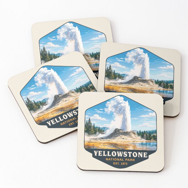 Item preview, Yellowstone National Park Retro Geyser Wildlife, Wyoming US designed and sold by Gideon Emmerich.