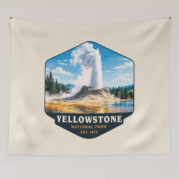 Item preview, Yellowstone National Park Retro Geyser Wildlife, Wyoming US designed and sold by Gideon Emmerich.