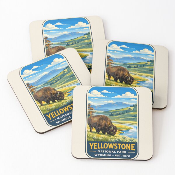 Item preview, Yellowstone National Park Retro Geyser Wildlife, Wyoming US designed and sold by Gideon Emmerich.