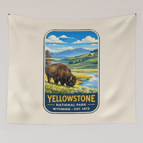 Item preview, Yellowstone National Park Retro Geyser Wildlife, Wyoming US designed and sold by Gideon Emmerich.