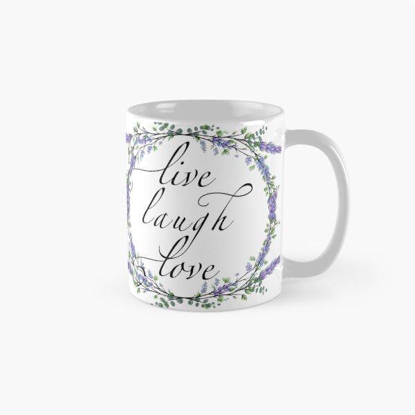 Item preview, Live . Laugh . Love - romantic inspirational calligraphy with lavender and eucalyptus watercolor Floral botanical painting  designed and sold by hollycooper.