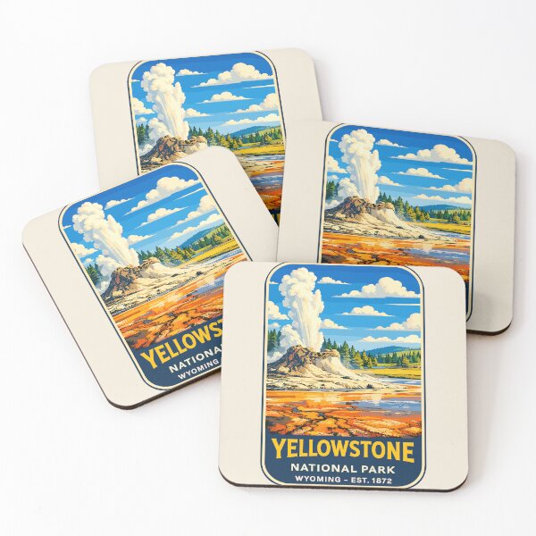 Item preview, Yellowstone National Park Retro Geyser Wildlife, Wyoming US designed and sold by Gideon Emmerich.