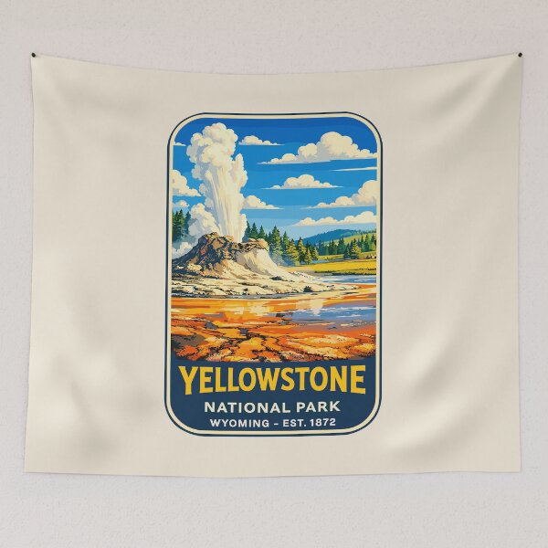 Item preview, Yellowstone National Park Retro Geyser Wildlife, Wyoming US designed and sold by Gideon Emmerich.
