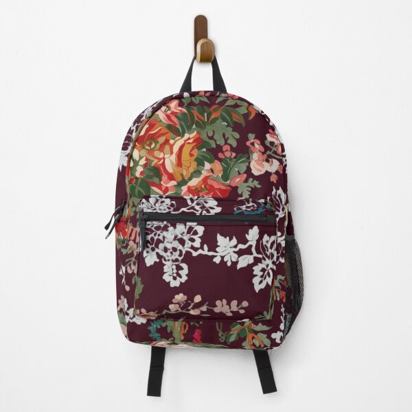 Item preview, Vintage Rose & Peony Floral Pattern on Burgundy Wine Background designed and sold by ArtDesignRemix.