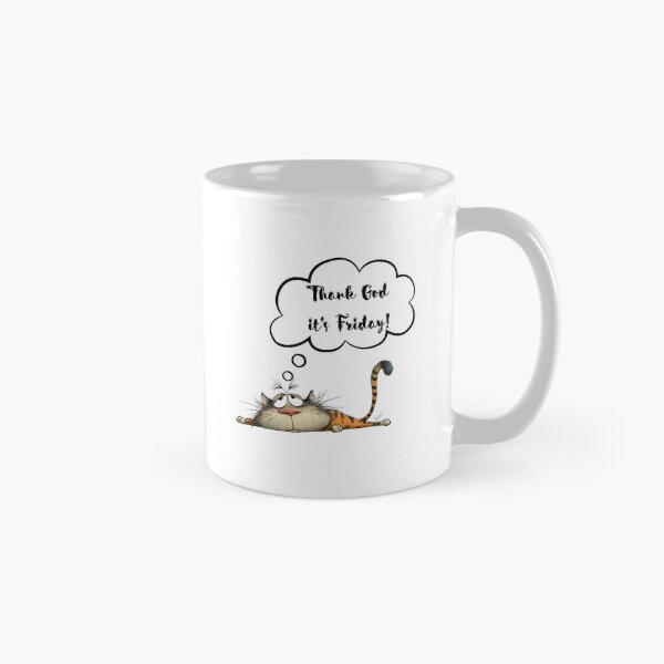 Item preview, Thank God It’s Friday – Exhausted Cat Illustration designed and sold by EVESTUDIOART.